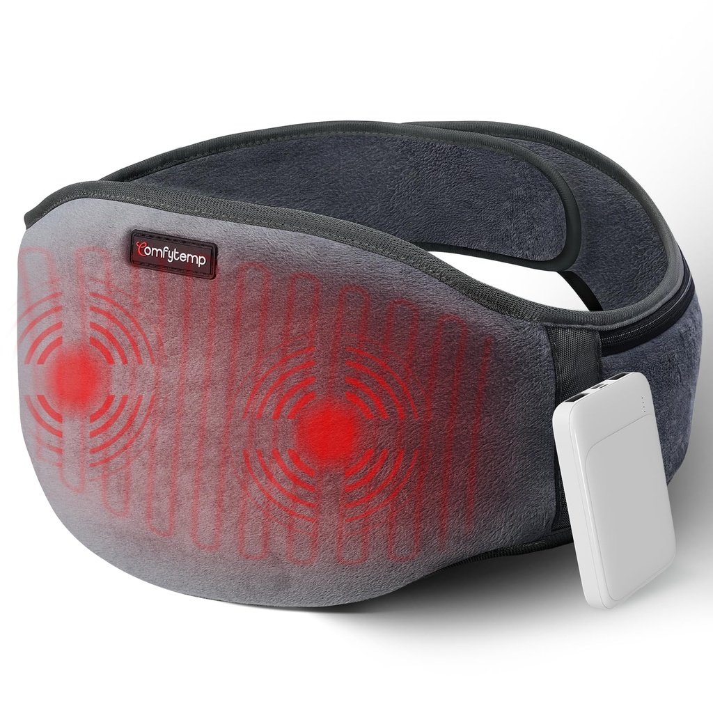 Comfytemp Cordless Heating Pad for Back Comfort, Portable Heating Belt with Massager for Back
