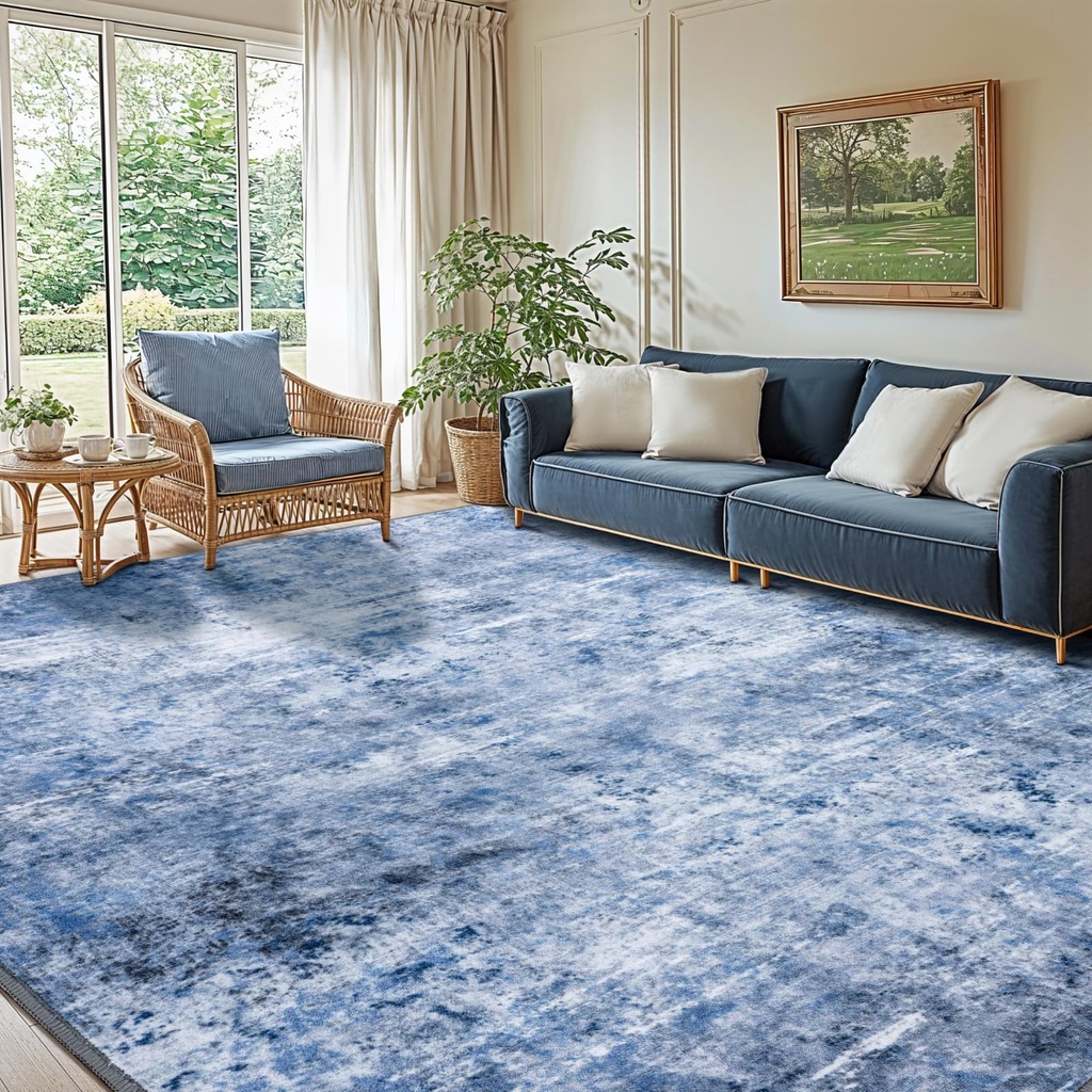 AiAngu Large Modern Abstract Rugs Living Room Non-slip Area Rug Short Pile Faux Wool Bedroo