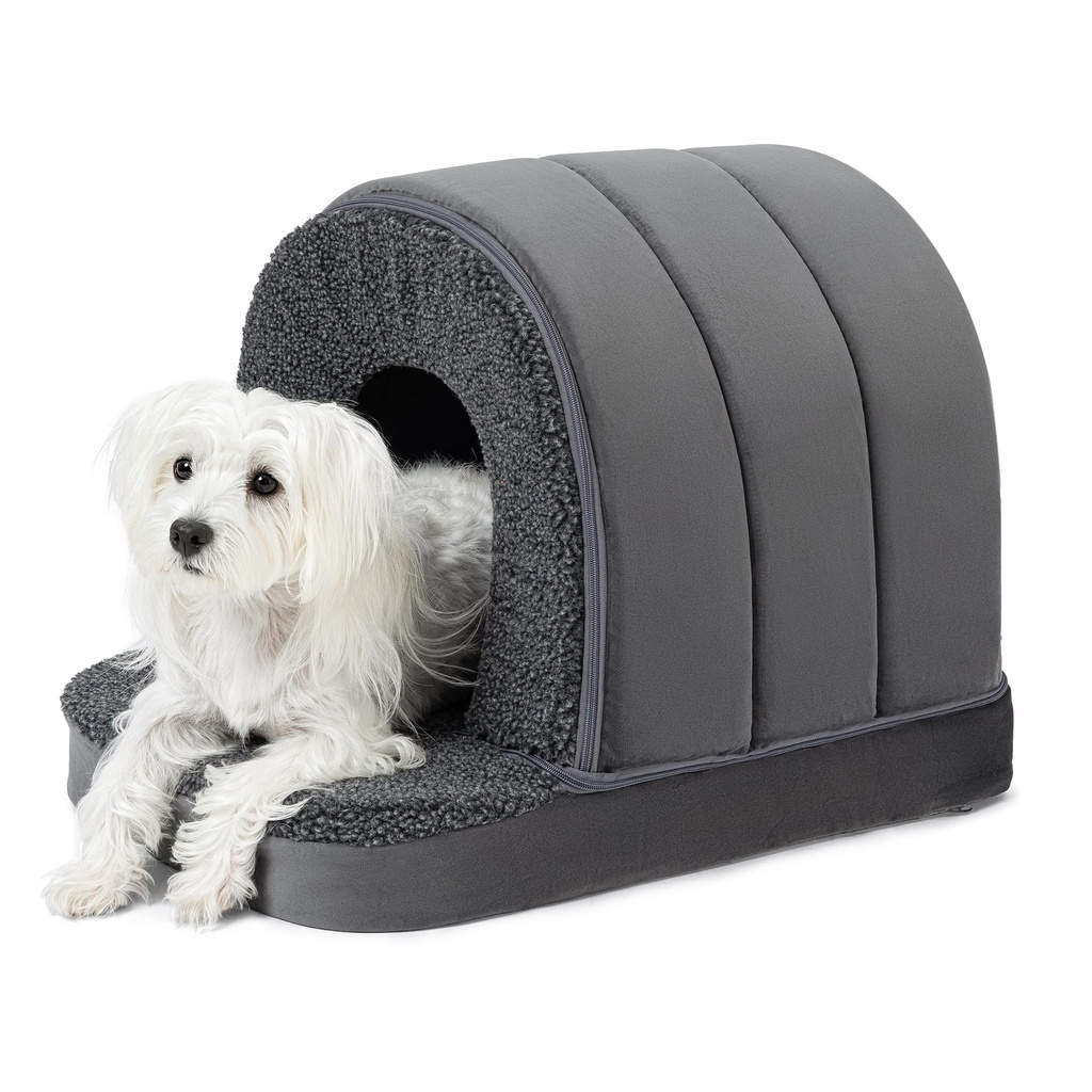 PELZIN Indoor Dog House - Orthopedic Dog Tent Bed w/Egg-Crate Foam - Pet Bed with Cover Cav