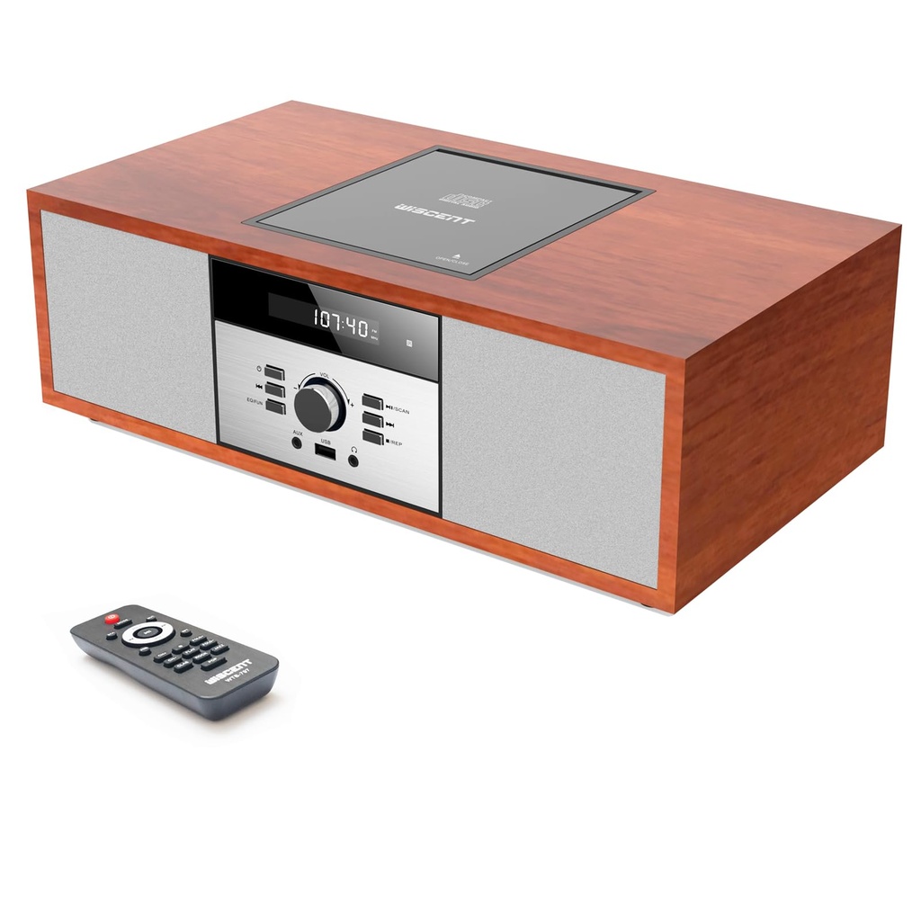 WISCENT Compact Stereo - with Bluetooth, CD Player, FM Stereo, USB, AUX, Remote Control