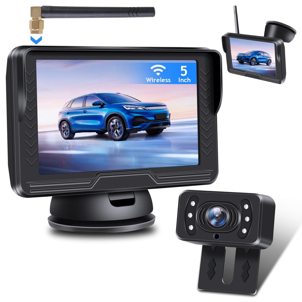 Vtopek Wireless Reversing Camera 5 inch 6 LED Light Reverse Rear View Cameras Large Wide Angle