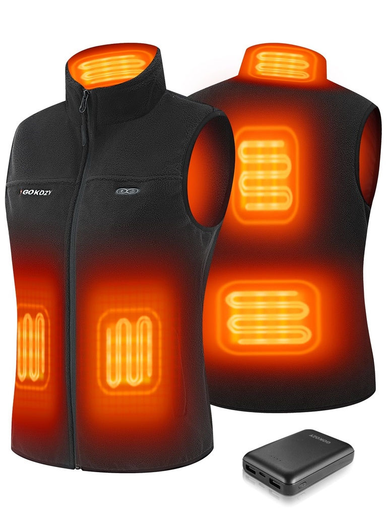 Gokozy Women heated vest,Polar fleece heated gilet for women Lightweight Warm heated