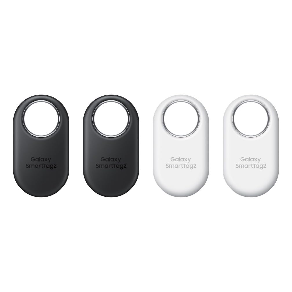 Samsung Galaxy SmartTag2 Bluetooth Tracker (4 Pack), Compass View AR, Find Lost Mode, 2 Bla