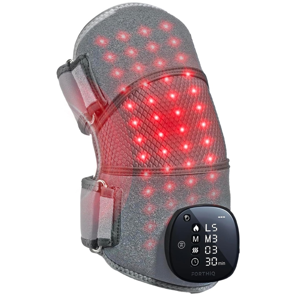 FORTHiQ RED+ Knee Massager with Heat and Red Light Therapy, Knee Brace with 5 Intensity Leve