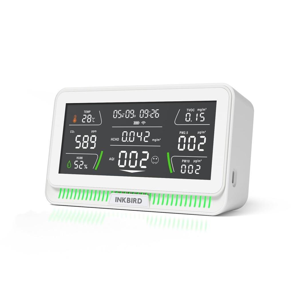 INKBIRD WIFI Air Quality Meter, IAQM-129-W Indoor Air Monitor, APP Monitor, Dectect Temperat
