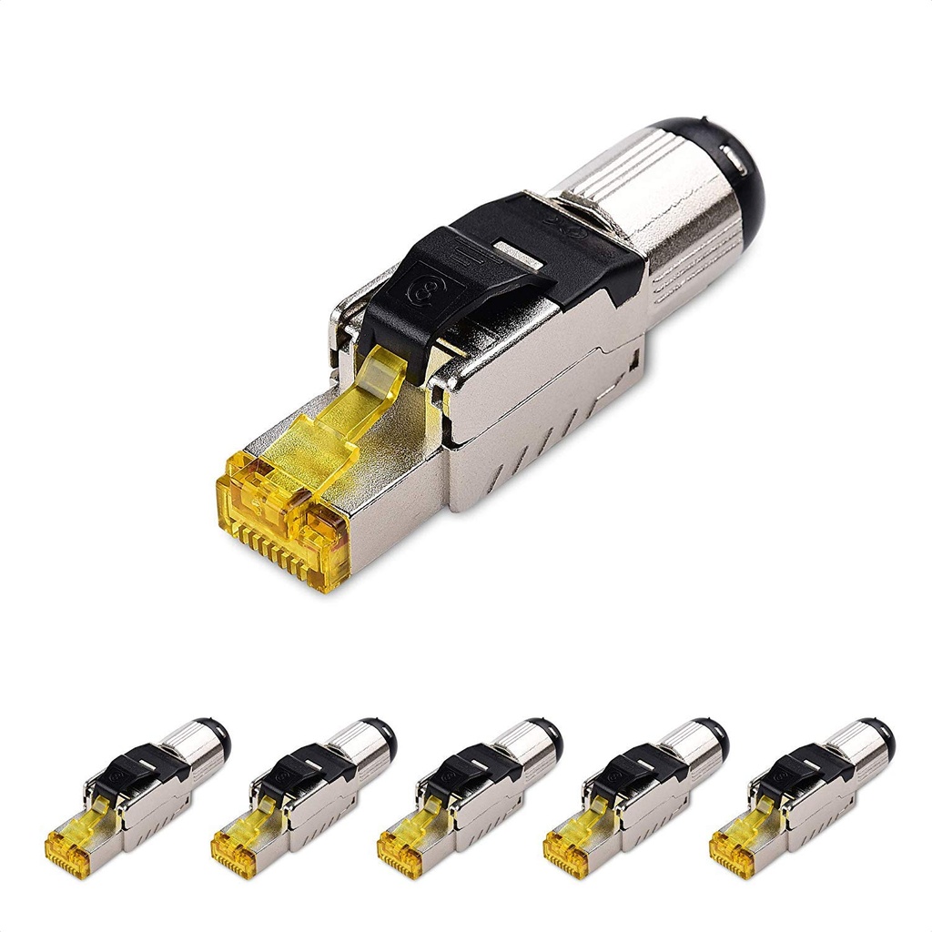 Cable Matters 6-Pack Tool Free Shielded RJ45 Connector Cat 8, Cat8 Field Termination Plug, C
