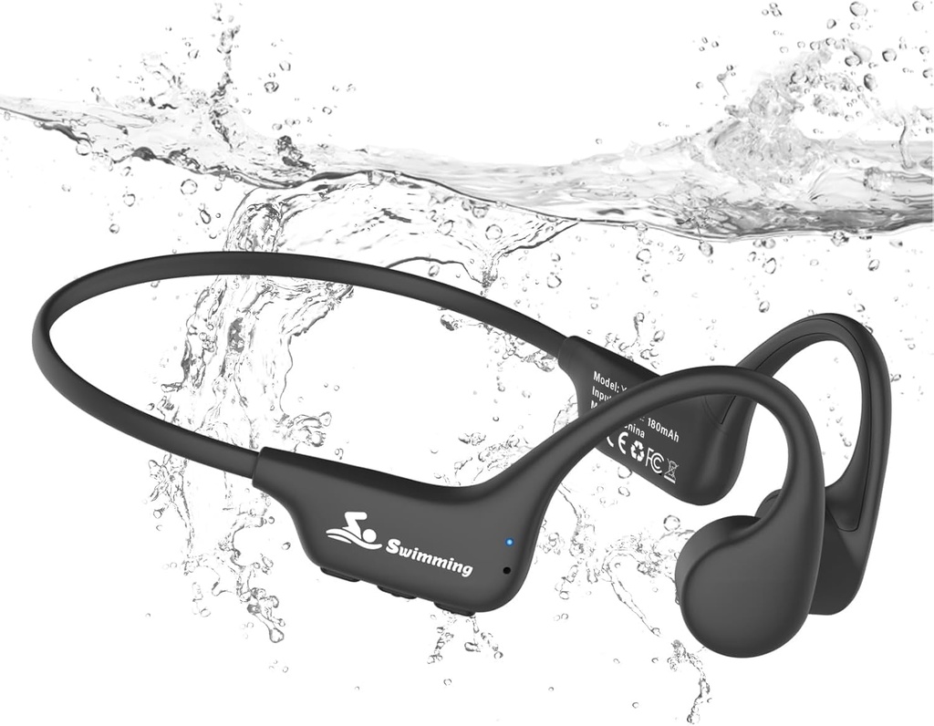 ANSTEN Swimming Headphones, IPX8 Waterproof Swimming Headphones with MP3 Player, 32GB Memory