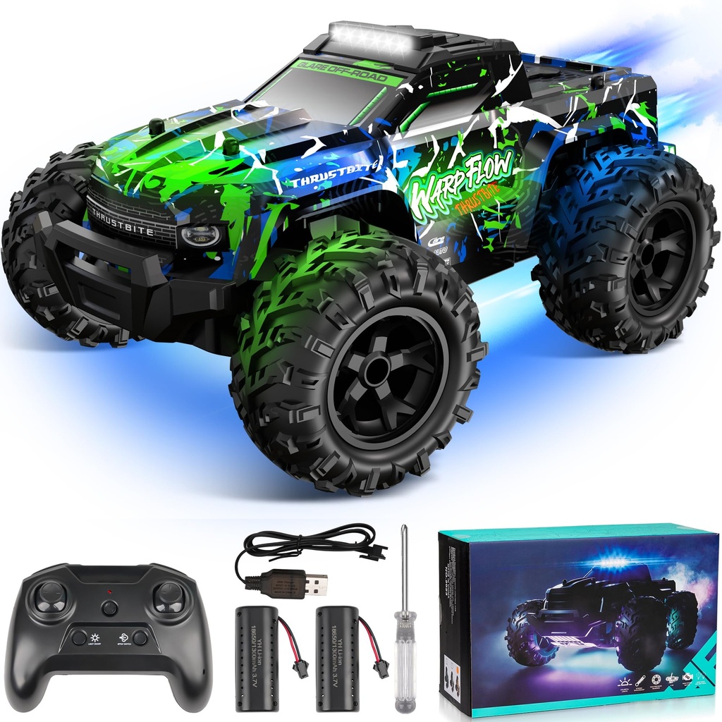 BAZADER Remote Control Cars RC Truck 1:18 RC Car with LED Light 2.4GHz All Terrain Off Road