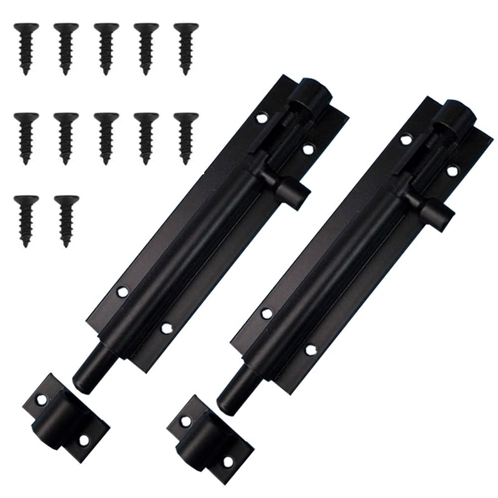 2 Sets Bolt Sliding Door Lock Black Door Lock Bolt Garden Shed Gate Bolts for Shed Doors Ga