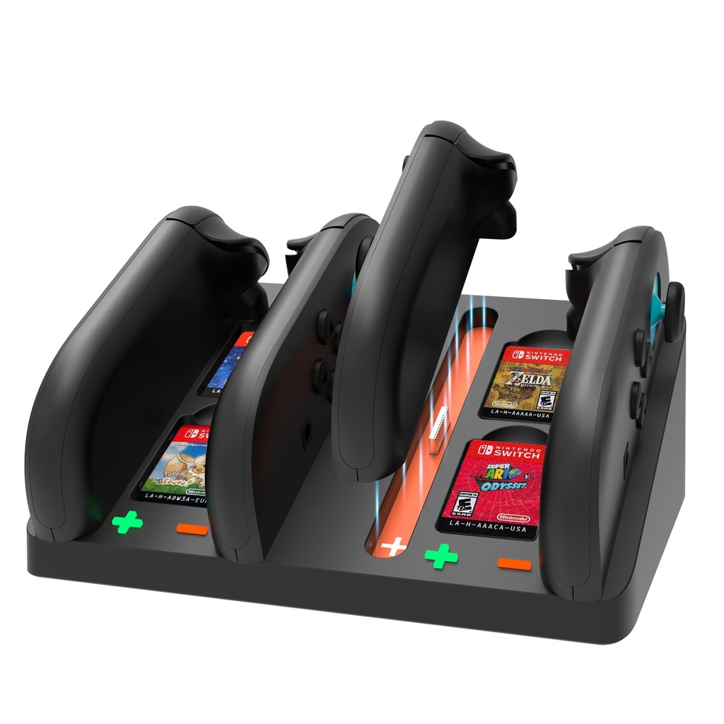 Charging Dock Station for Nintendo Switch 2,4-Slot Charging Dock with 4 Game Card Storage,