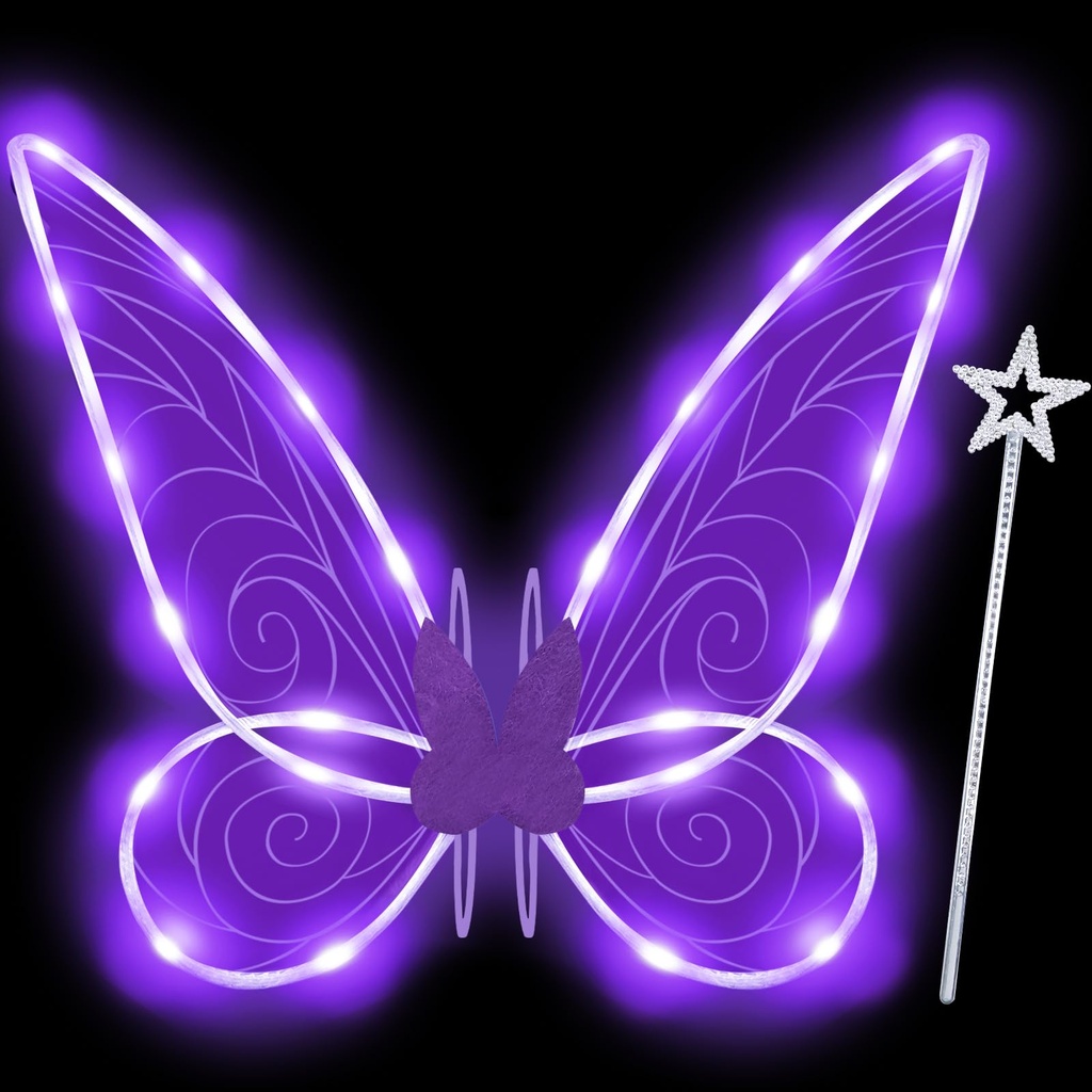 Takmor Light up Fairy Wings for Adults Women, LED Fairy Wings Light up Butterfly Wings for