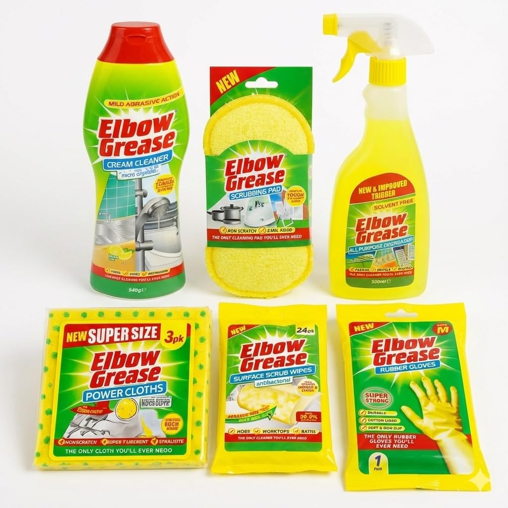 Elbow Grease Ultimate Cleaning Bundle, 6-Piece Set Ã¢Â€Â“ Includes All Purpose Degreaser Sp