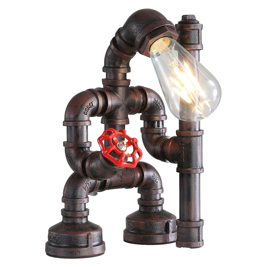 Kaj Hejmo Steampunk Robot Table Lamp- Plug in Cord Vintage Industrial Edison Small Desk Tab