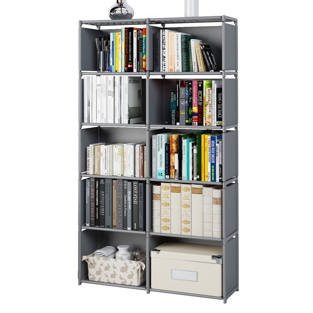 MOYIPIN 10-Cube Storage Shelves, Portable Bookshelf, Closet for Family Study, Organiser Rac