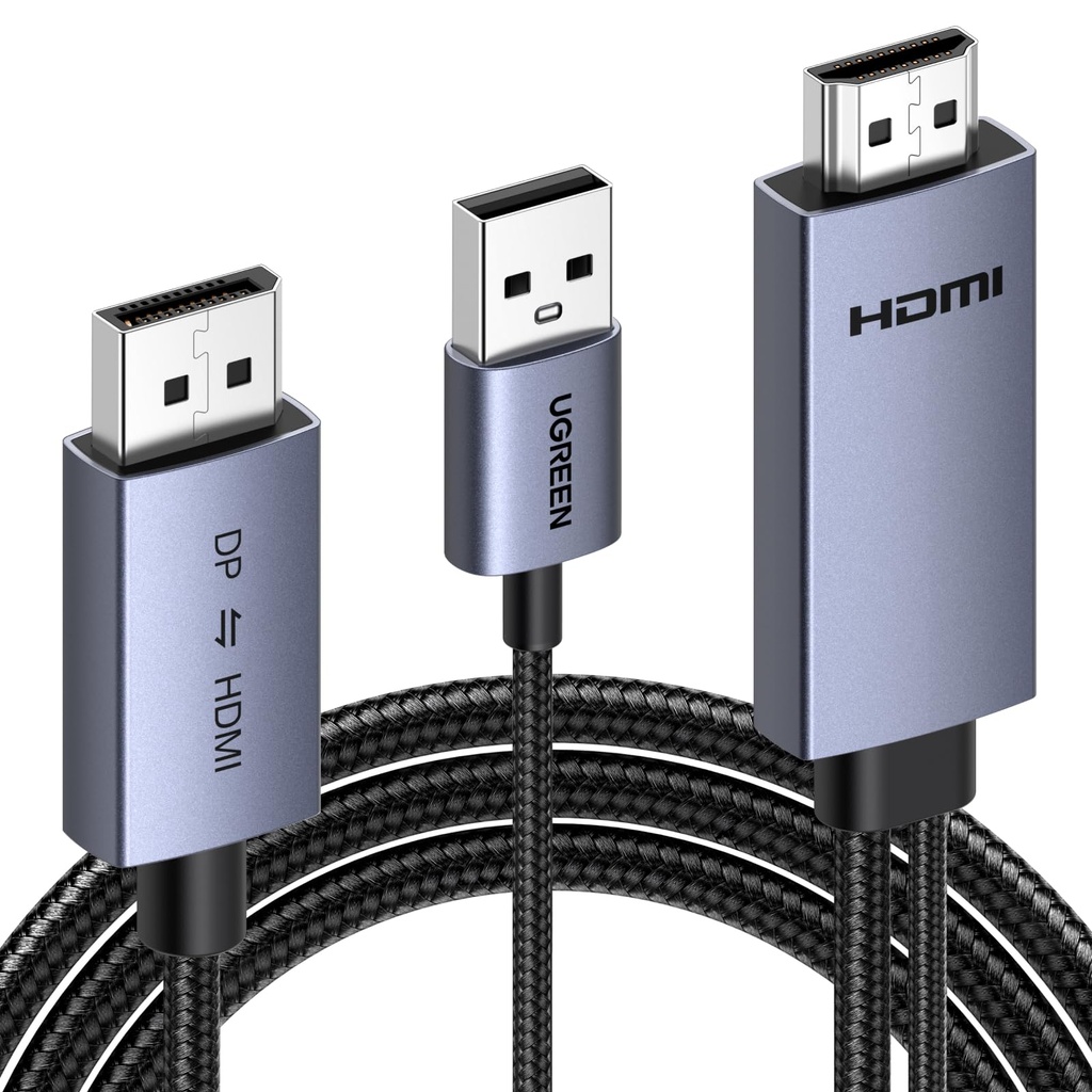 UGREEN Bi-directional HDMI to DisplayPort Cable 4K@60Hz 2K@144Hz 1080P@240/120Hz Active DP