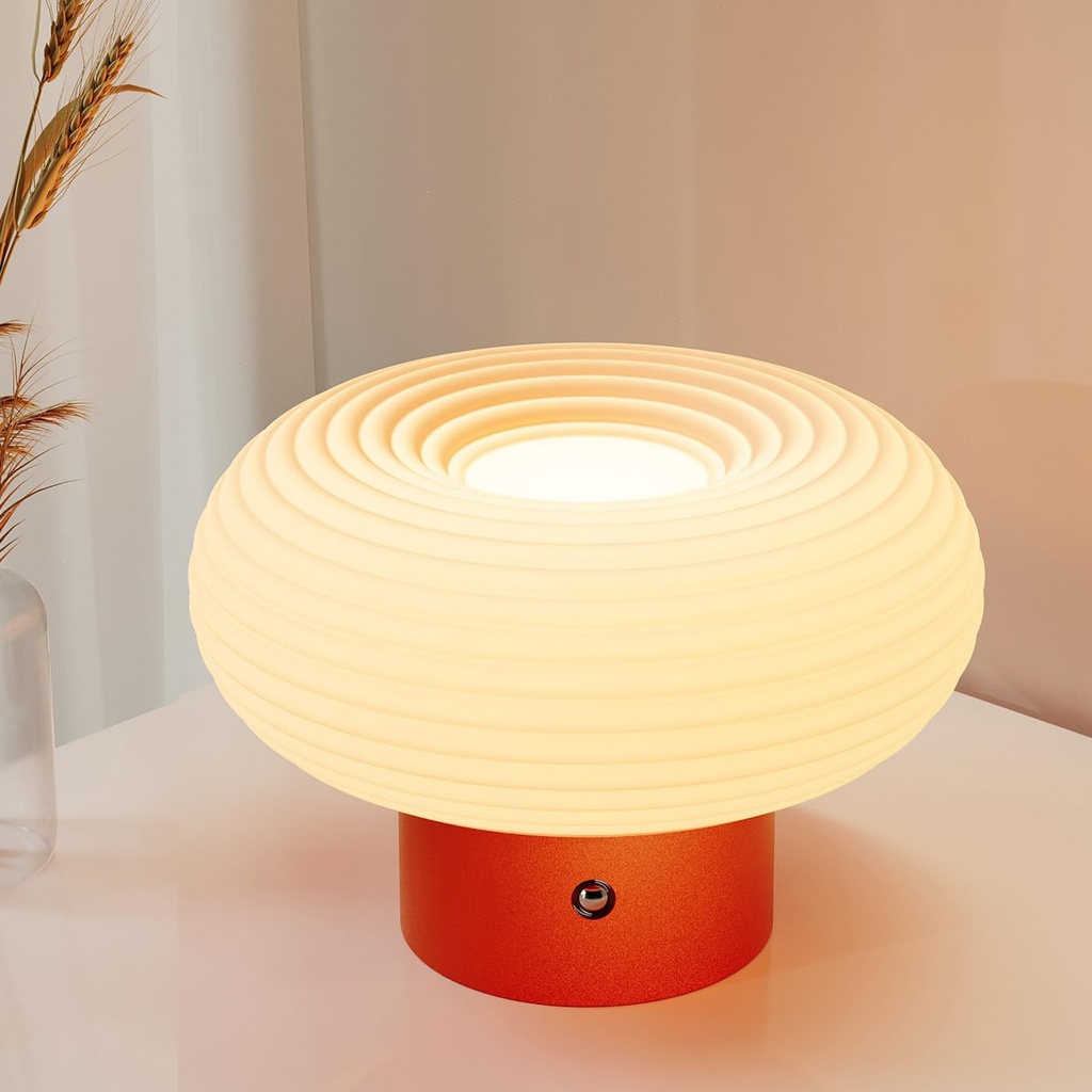 FANHAO Touch Bedside Table Lamp, Portable 4000mAh Cordless Rechargeable Mushroom Lamp for Be