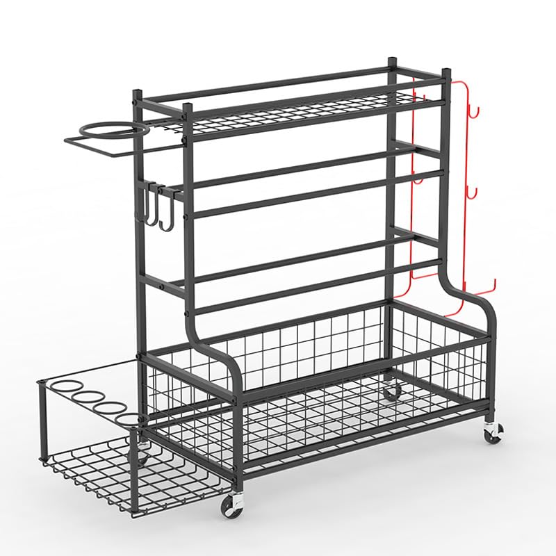 Dumbbel Rack, Dumbell Stand with Multi-direction Wheels and Hooks, Weight Storage Rack for D