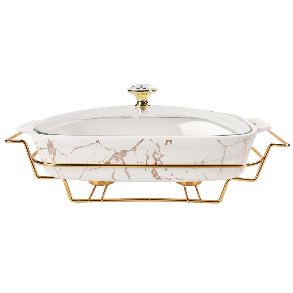 jinsongdafa Porcelain Casserole Baking Dish with Glass Lid and rack,2200 ML Serving Soup