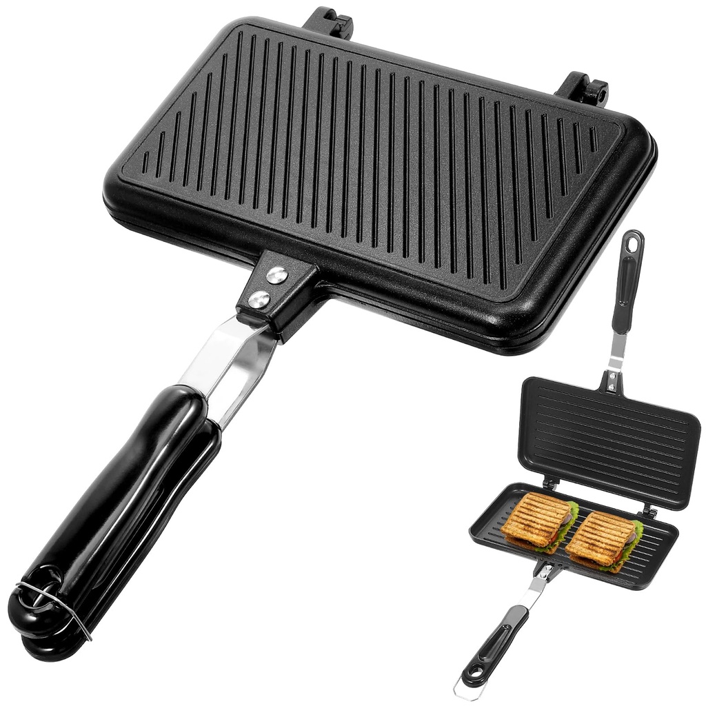 Homoyoyo Double Sided Frying Pan, Grilled Sandwich and Maker Pan with Non-Stick Plates,Stov