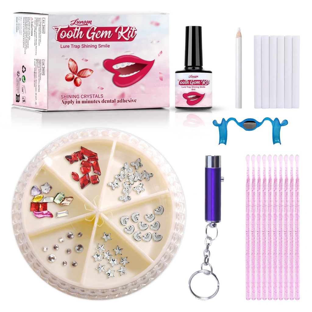 Tseriact Tooth Gem Kit, DIY Tooth Gems, Sparkling Tooth Gems with 60 Crystals for Teeth Dec