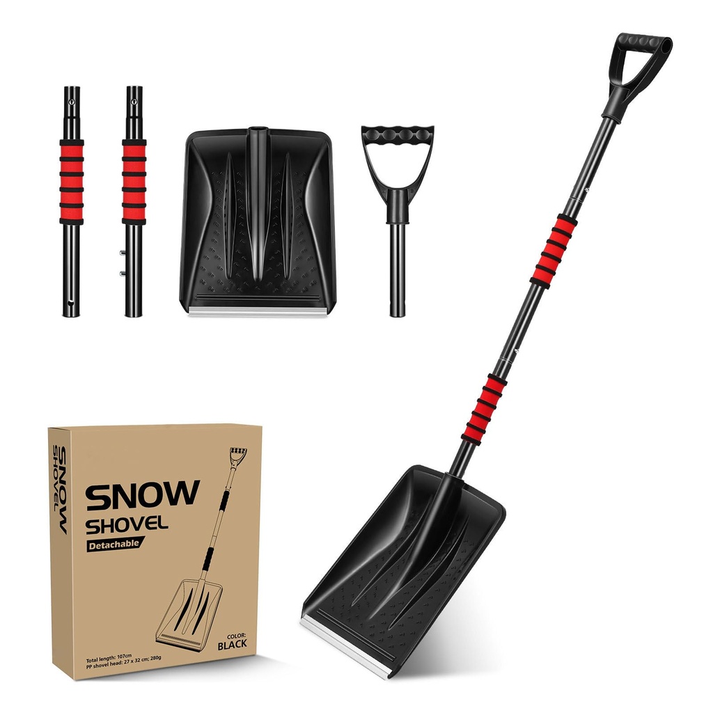 YARNOW Snow Shovel Detachable Ice Scraper Remover Comfortable Grip Handle for Outdoor Campi