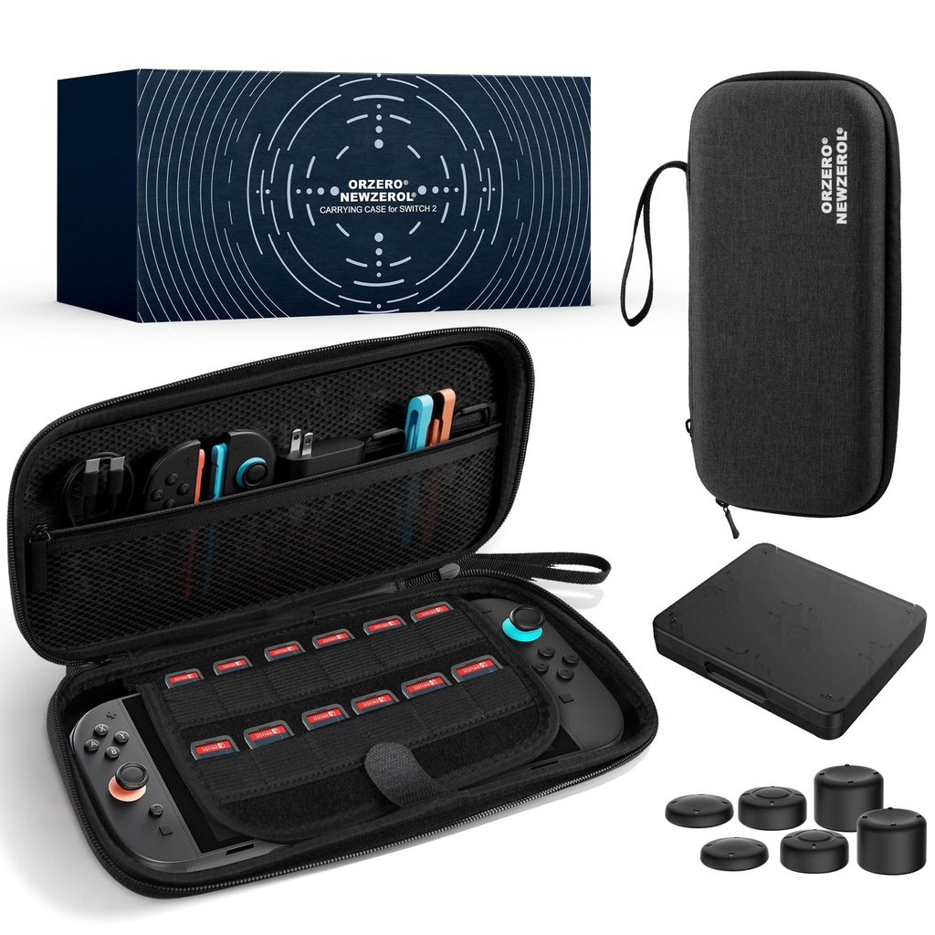 Orzero Switch 2 (2025) Carrying Case Ã¢Â€Â“ Custom-Fit 3-in-1 Accessories Bundle, Protective