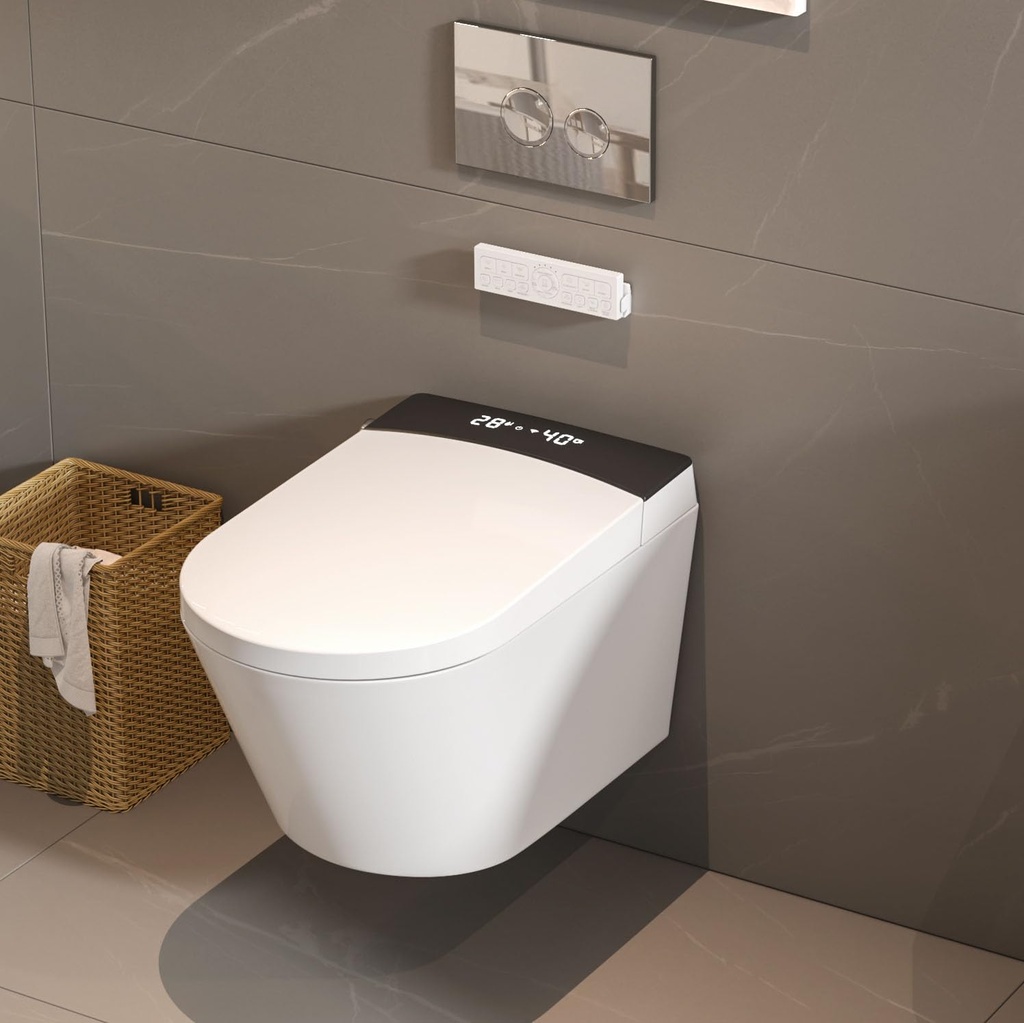 MEJE #MZE014P - Intelligent Wall-Hung Toilet, One-Piece Elongated Smart Toilet with Bidet B