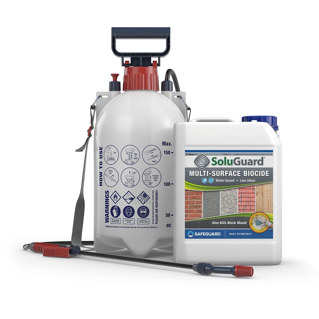 Soluguard Multi Surface Biocide (1 x 5L & Sprayer) Pump Action Sprayer High Strength