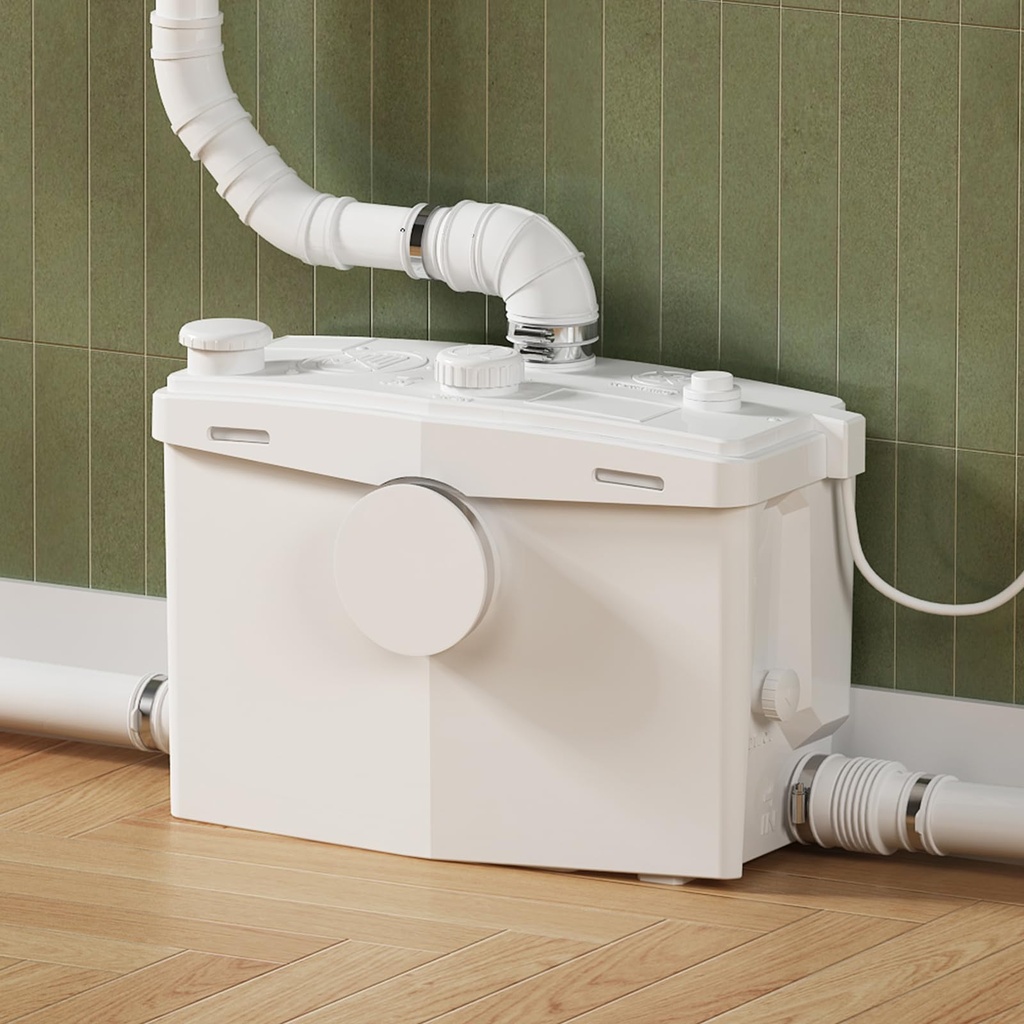 900W Macerator Pump, High Power Sewage Grinder Pump with 4 Inlets for Basement Toilet/Sink/