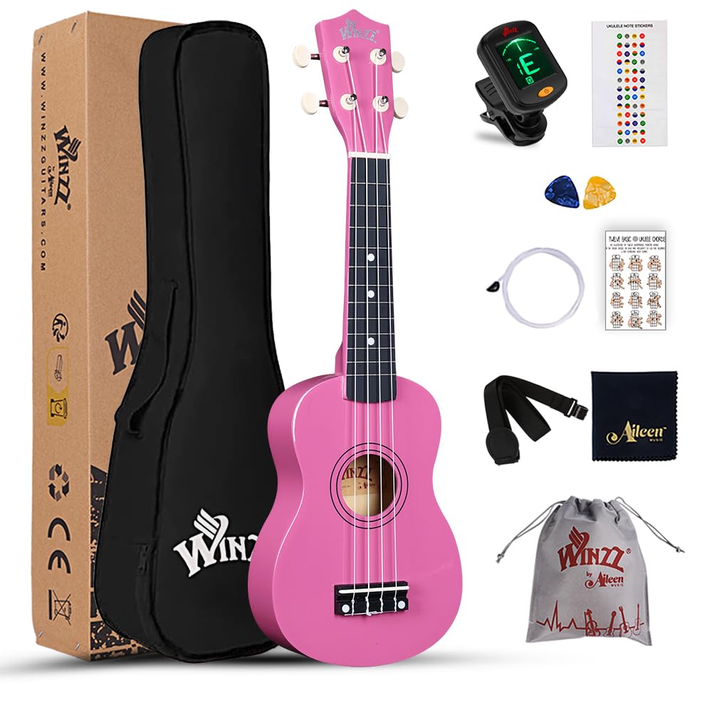 Winzz Soprano Ukulele Starter Kit For Beginners with Bag, Clip-On Tuner, Extra Strings, Str