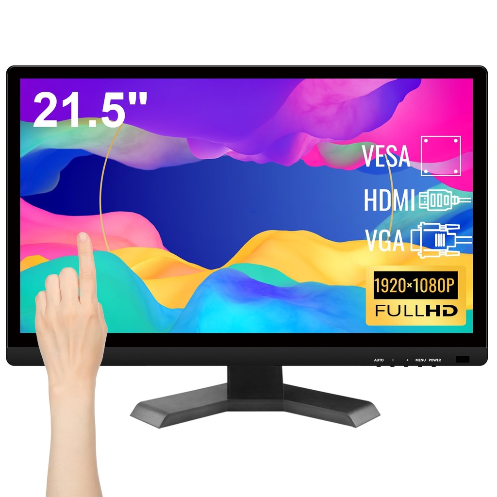 Pisichen Touchscreen Monitor 21.5 Inch Full HD 1920x1080P 10-Point Multi Touch Screen PC 