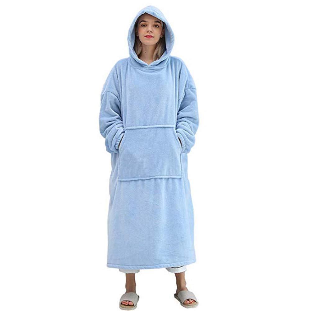 AUTUCAU Oversized Flannel Hoodies,Cozy Soft Warm Wearable Blanket with Giant Pocket, One Si