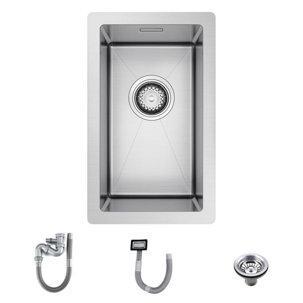 TORVA 38 x 43 x 23 cm Inset/Undermount Kitchen Sink, 1.5 mm Thickness Stainless Steel Singl