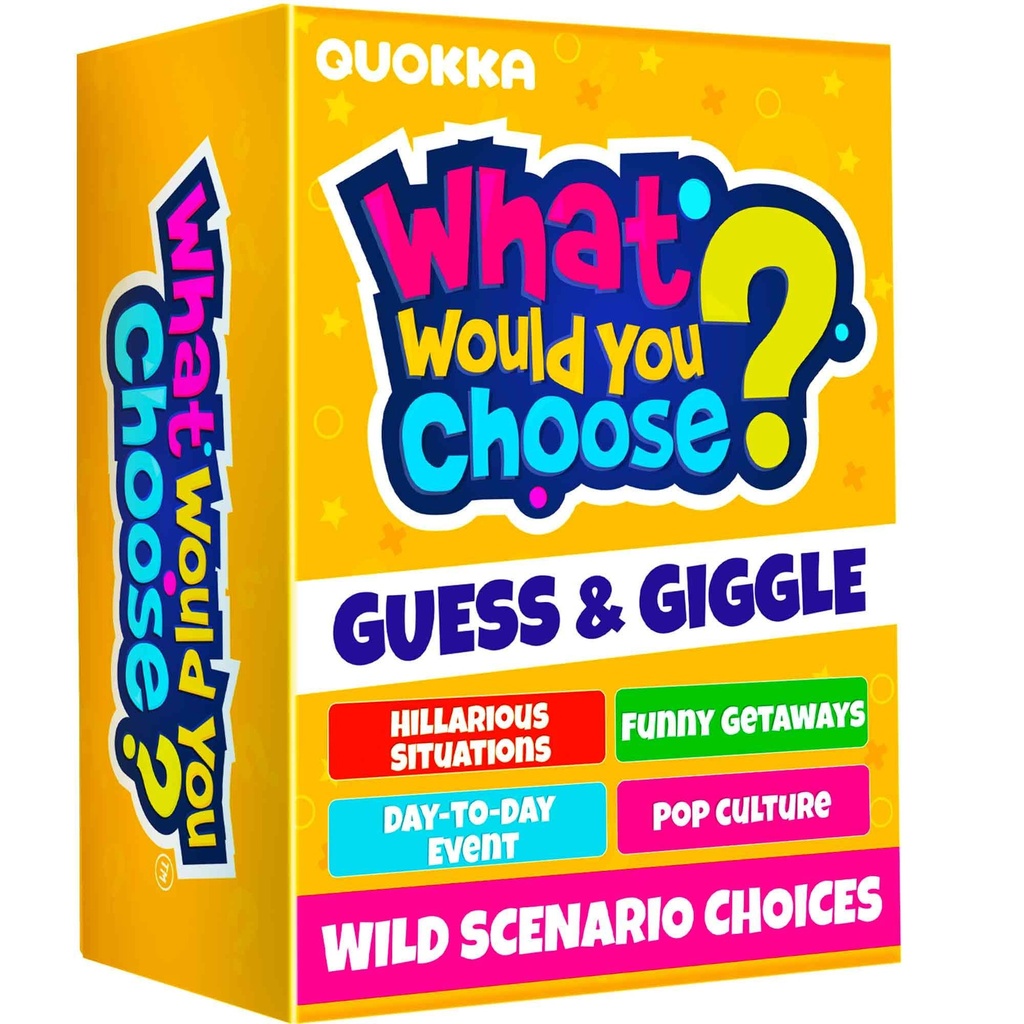 QUOKKA 4-Pack Card Game| 2000+ Hilarious Questions| Funny Family & Party Board Games for Ki