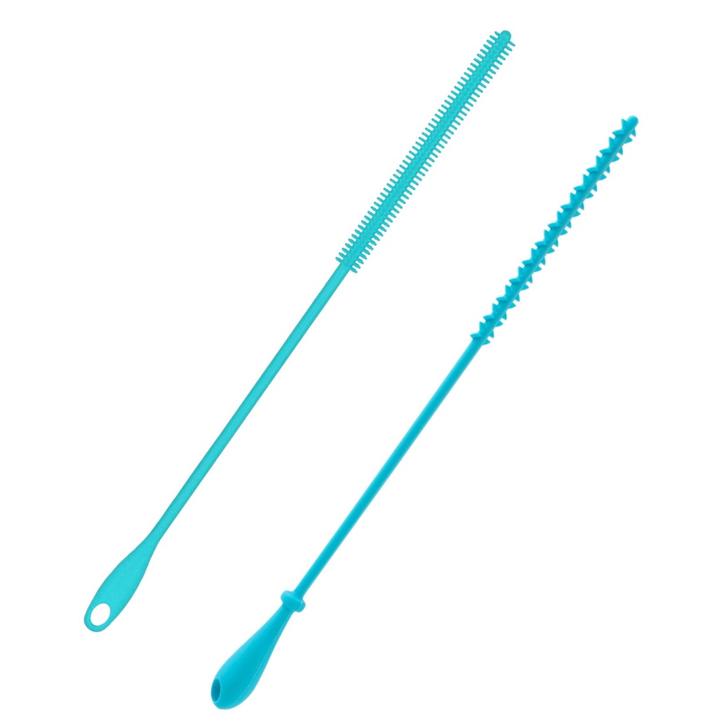 2pcs Silicone Straw Brush, 9.45 Inch Extra Long Drinking Cleaner, 2 Styles Reusable Water B