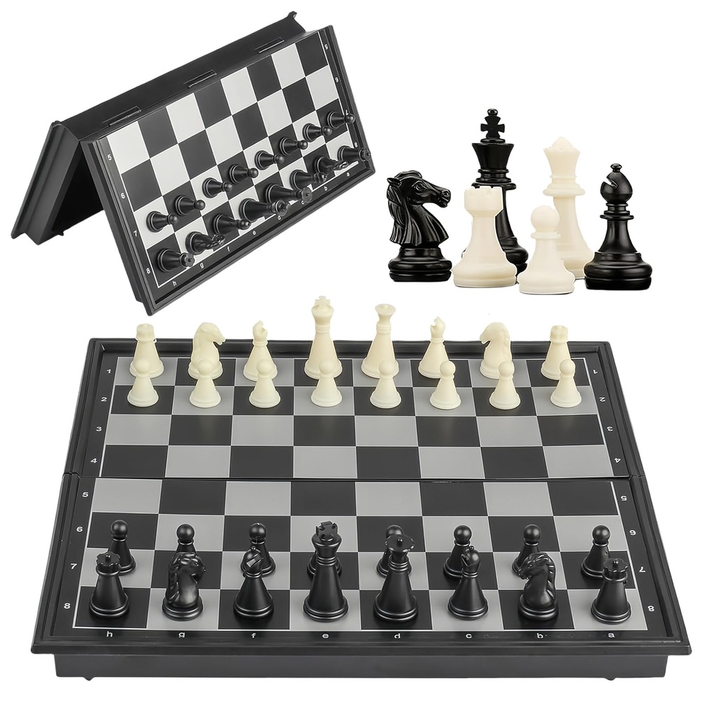 Magnetic Chess Board Set Game,Portable Folding Magnetic Travel Chess Piece Set 25x25cm Boar