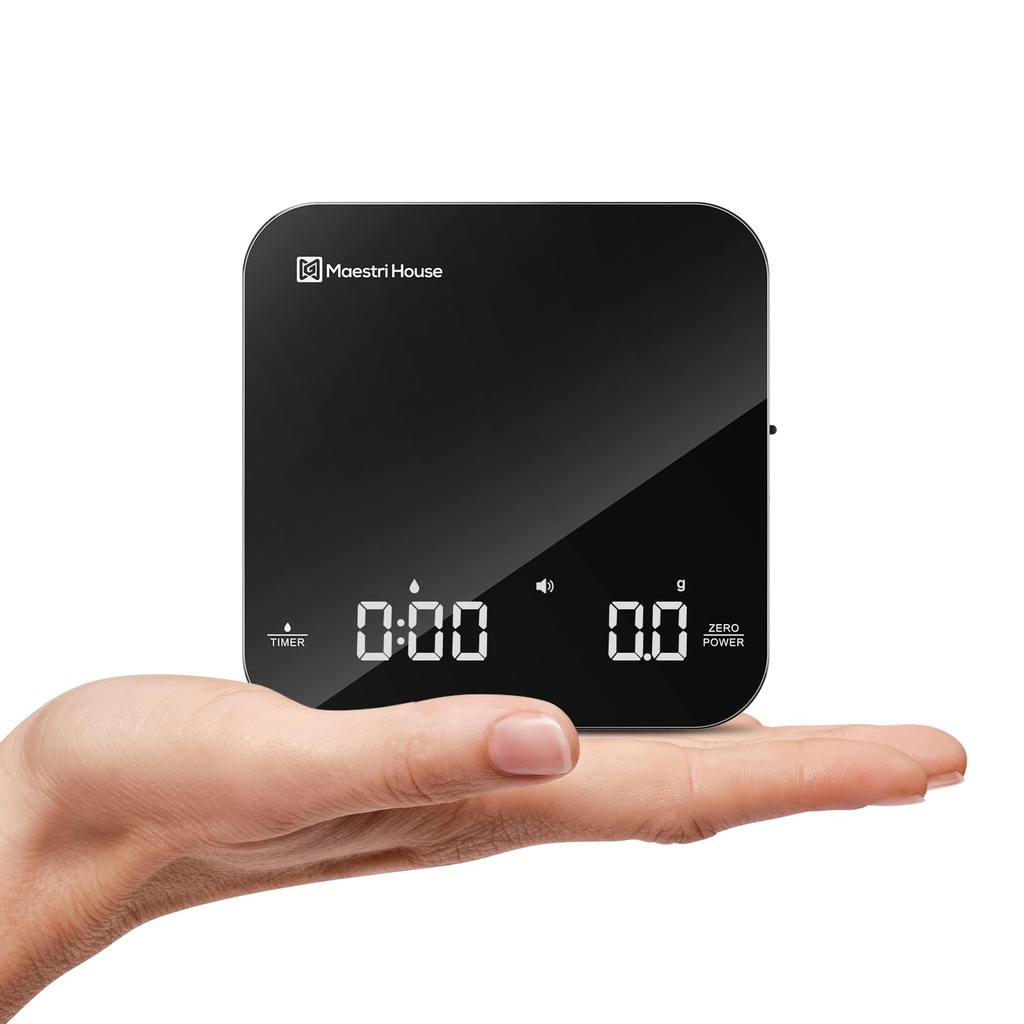 Rechargeable Mini Coffee Scale with Timer, Maestri House Espresso Scale, 2kg/0.1g Accurate