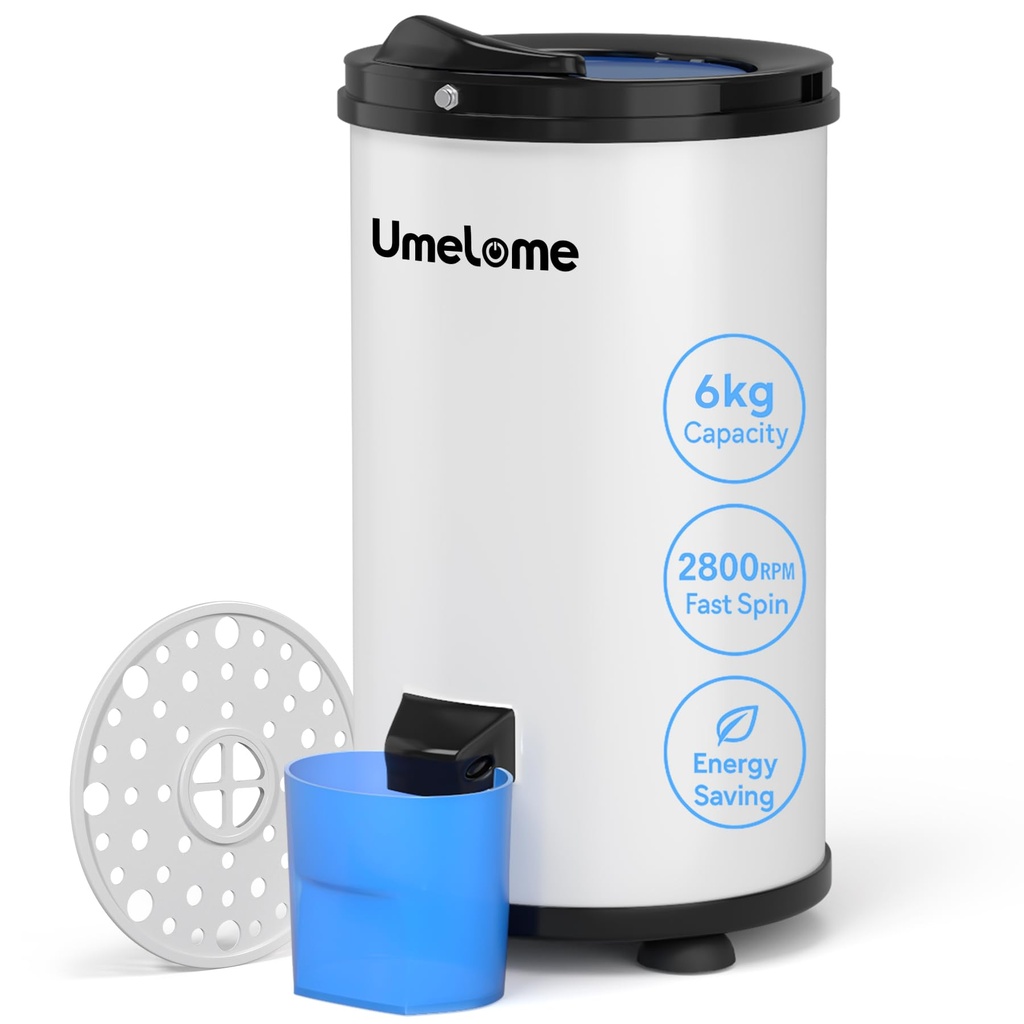 Spin Dryer 6kg by Umelome, Energy&Power Saving Spinner 2800 RPM Clothes Dryer, Energy Effic