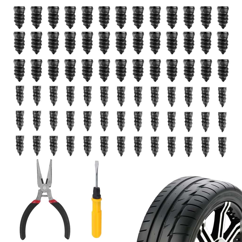 Pedicur 60PCS Tyre Repair Kit, 2-in-1 Screwdriver & Needle Nose Pliers, Self-Tapping Tire R