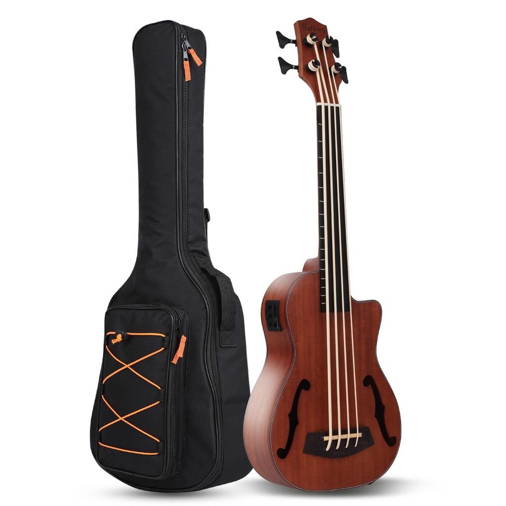 Batking Ubass Electric Bass ukulele, 30 Inch Cutaway Fretless Bass Wooden Electric Acoustic