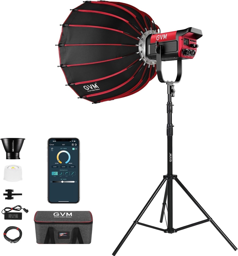 GVM 200W LED Video Light with Softbox, PRO SD200B Photography Lighting Kit with Bluetooth 