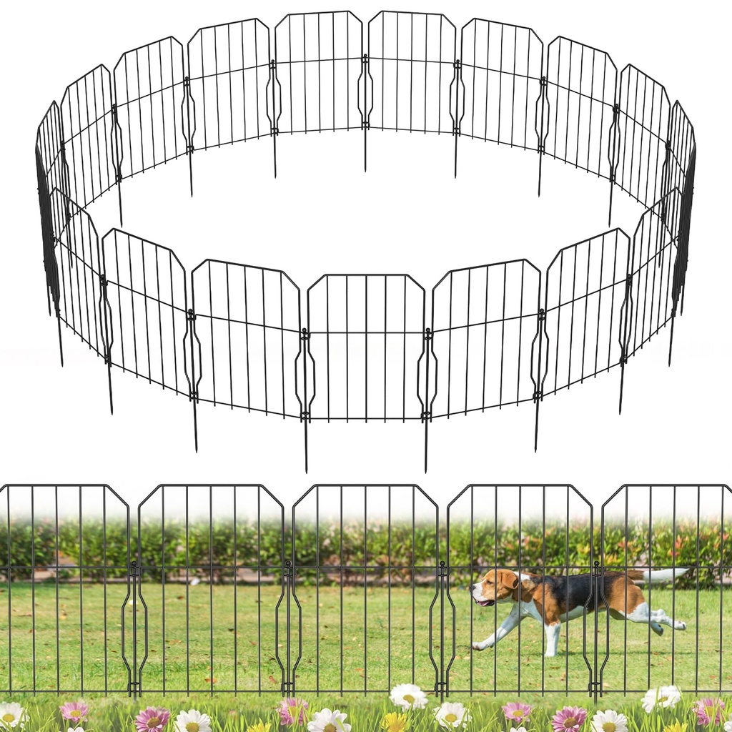 WELDUN Metal Garden Fence, Total 590CM(L) 41CM(H), 19 Pack Small Fencing for Dogs