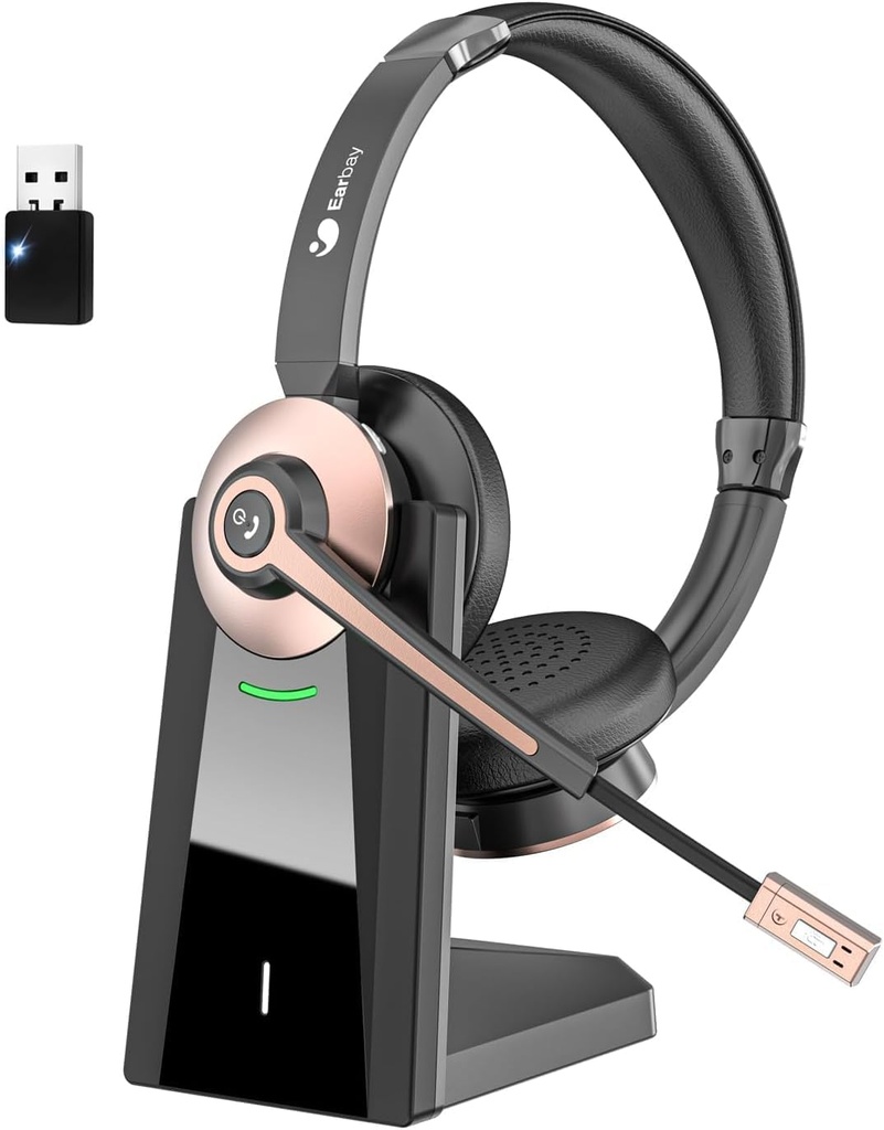 Earbay Wireless Headset, Bluetooth Headphones with Microphone Noise Canceling & USB Dongle,