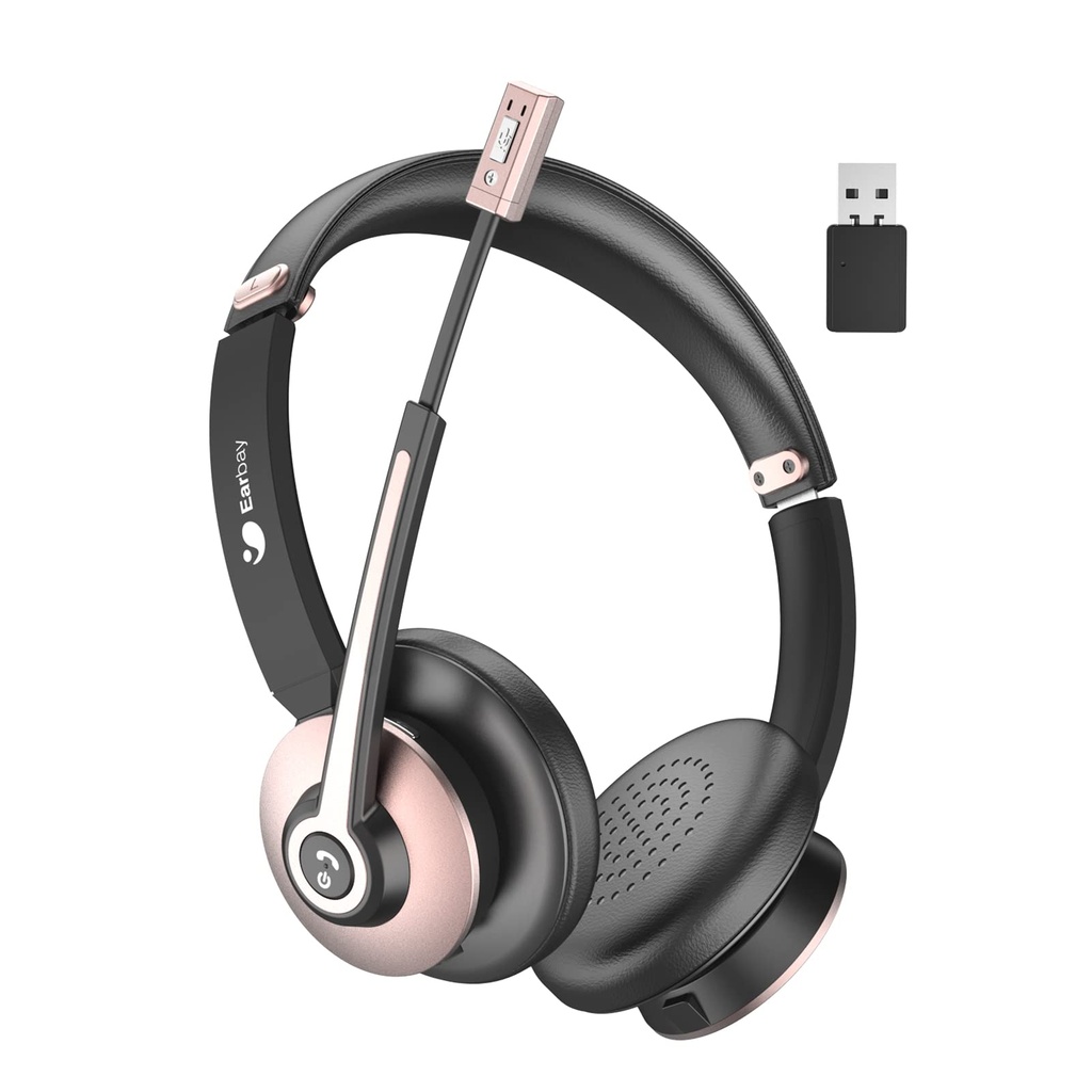 Bluetooth Headset, Wireless Headset with Microphone Noise Cancelling, On Ear Headphone with