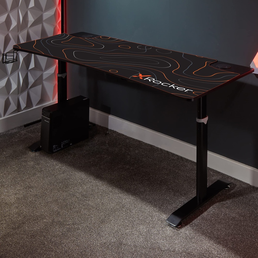 X-Rocker Cougar XL 160cm x 60cm, Standing Gaming Desk - Large Dual Monitor, Sit to Stand, H