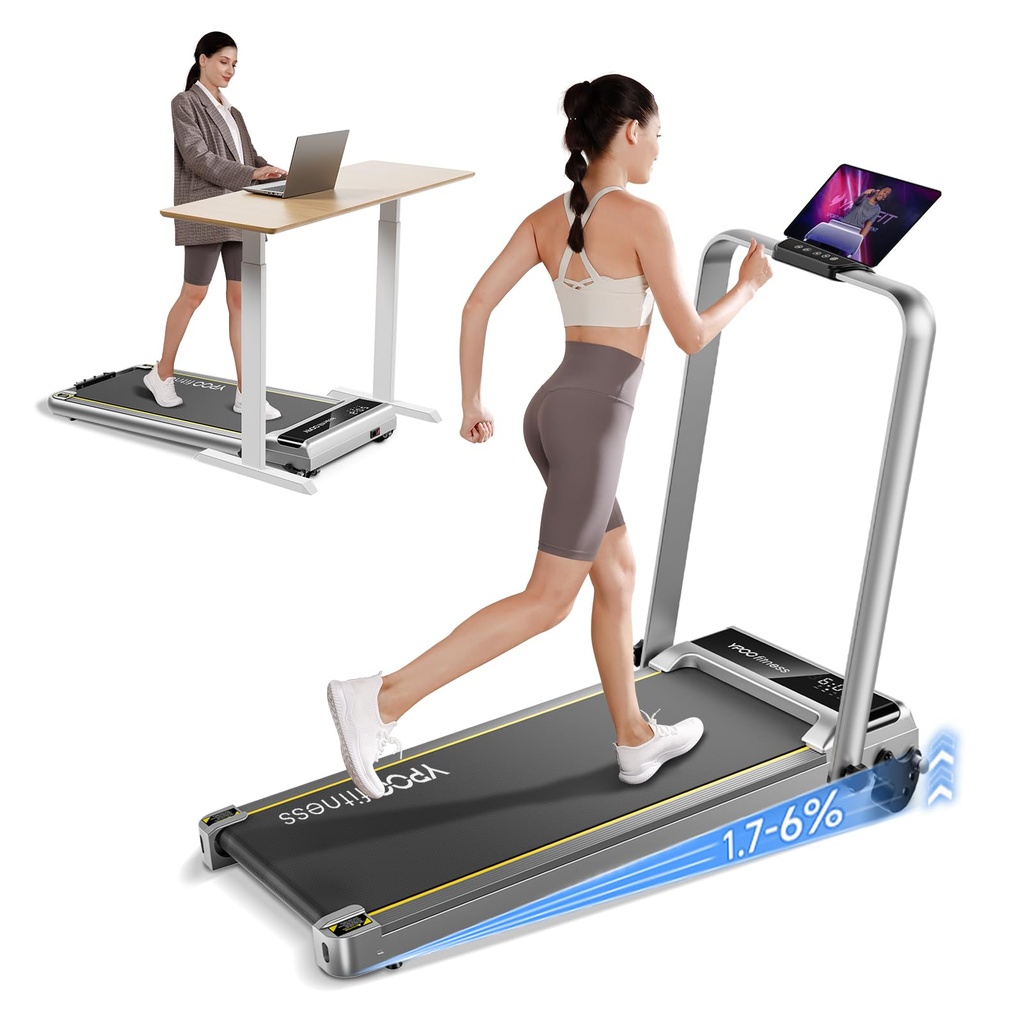YPOO Walking Pad with Incline 3 in 1 Under Desk Treadmill for Home and Office 2.5 HP Walking