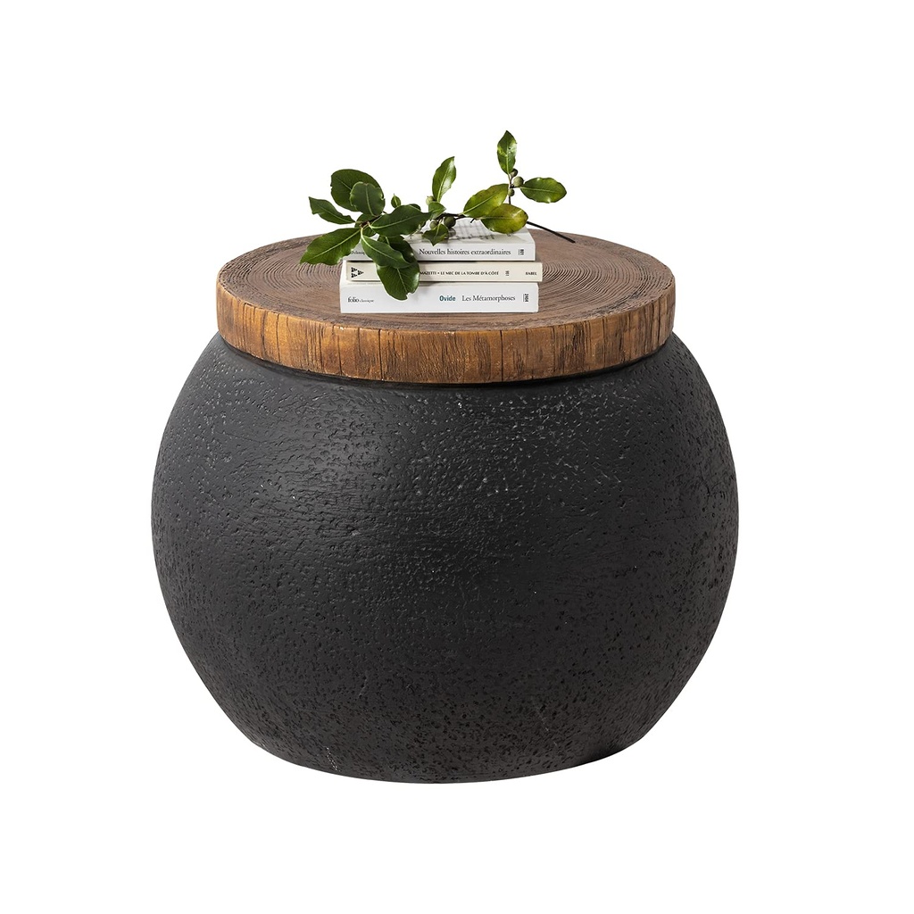 HOMPUS Outdoor Side Table, Concrete Accent End Table Jar Shaped, Patio Garden Modern Home 