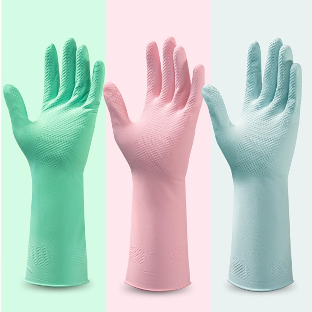 PATILWON 3 Pair Rubber Washing Up Gloves - Non-Slip, Wear-Resistant, Elastic Thickened (3