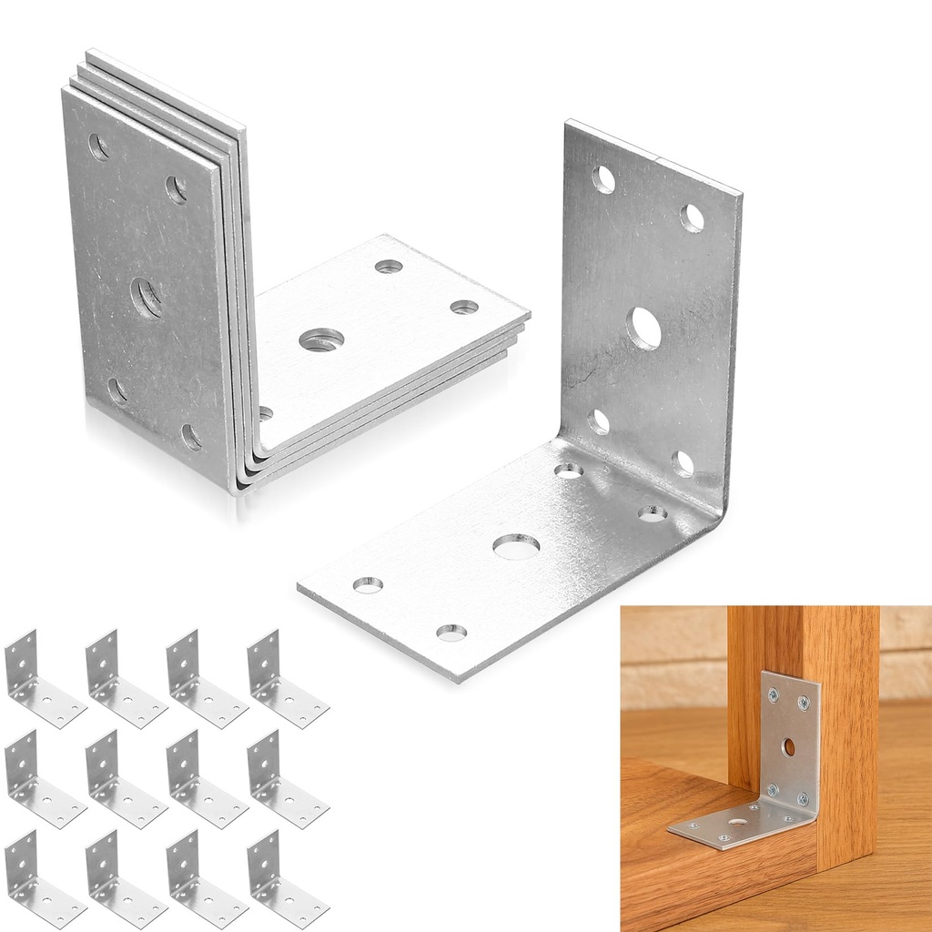 12 Pcs Metal Angle, Heavy Duty Corner Connectors for Wood, Right Angle L for Timber, L Shape