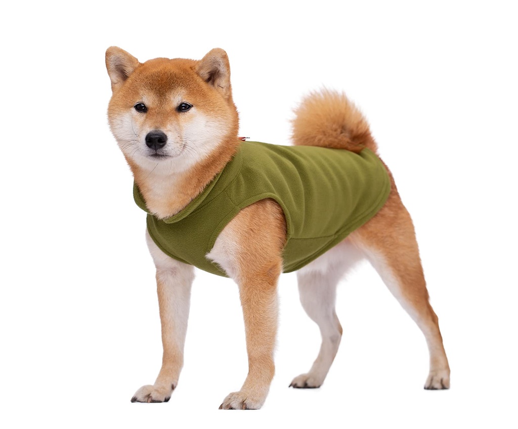BT BEAR DOGS Sweatshirt & Vest, Soft Fleece Jacket for Small & Medium Dogs (Large, Olive Gr